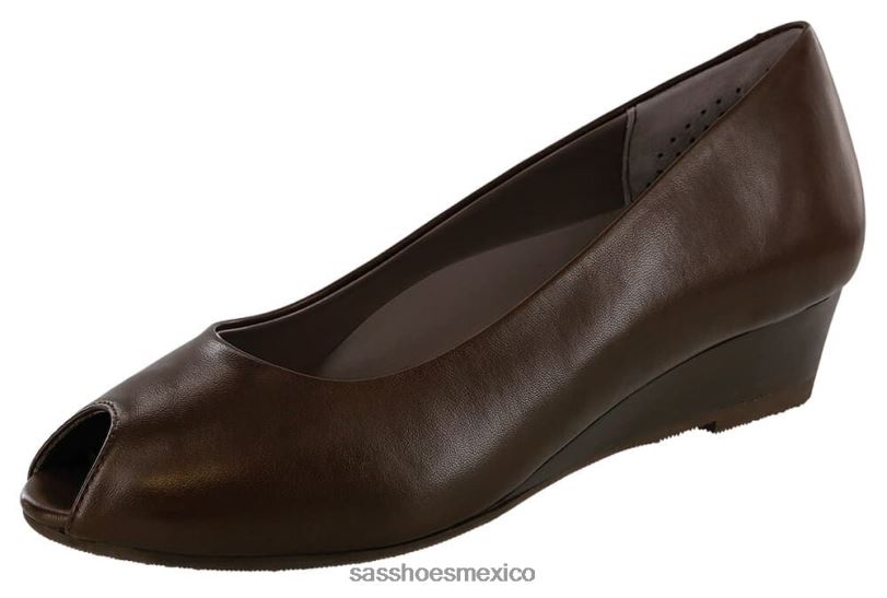 mx SAS mujer inspirado cuña scarlett peep toe marrón LVV46374