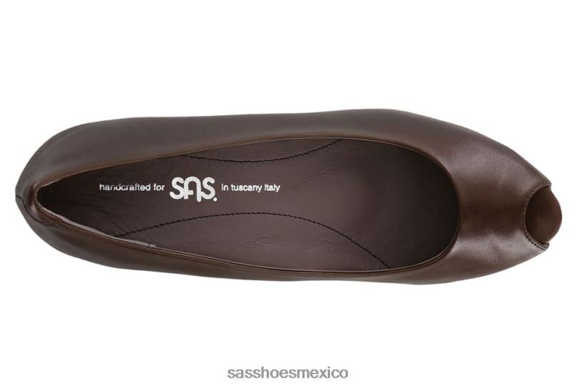 mx SAS mujer inspirado cuña scarlett peep toe marrón LVV46374