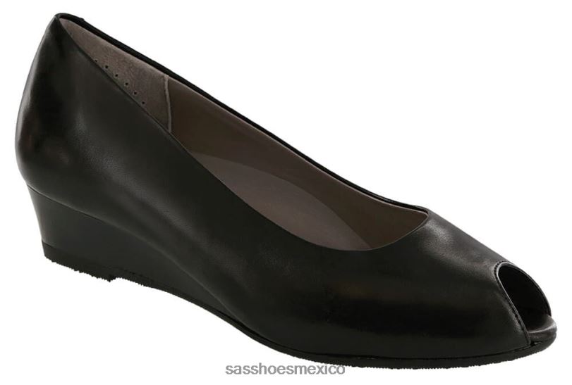 mx SAS mujer inspirado cuña scarlett peep toe negro LVV46345