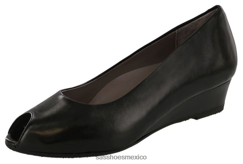 mx SAS mujer inspirado cuña scarlett peep toe negro LVV46345