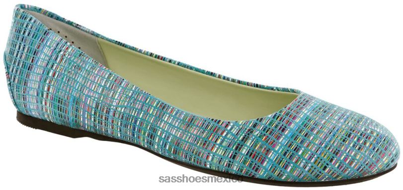 mx SAS mujer inspirado mocasines sin cordones con encaje arcoiris turquesa LVV46385