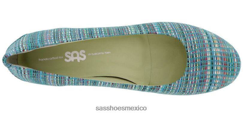 mx SAS mujer inspirado mocasines sin cordones con encaje arcoiris turquesa LVV46385