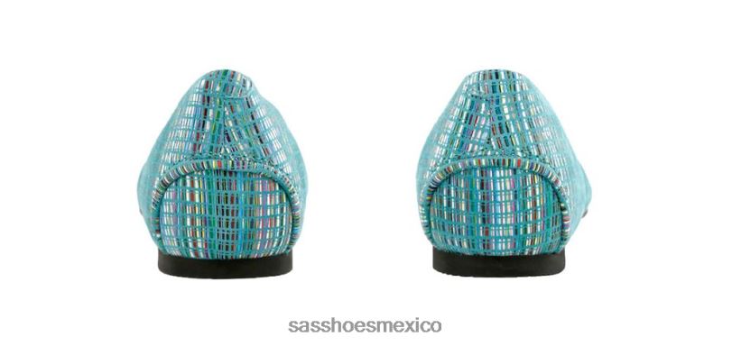 mx SAS mujer inspirado mocasines sin cordones con encaje arcoiris turquesa LVV46385