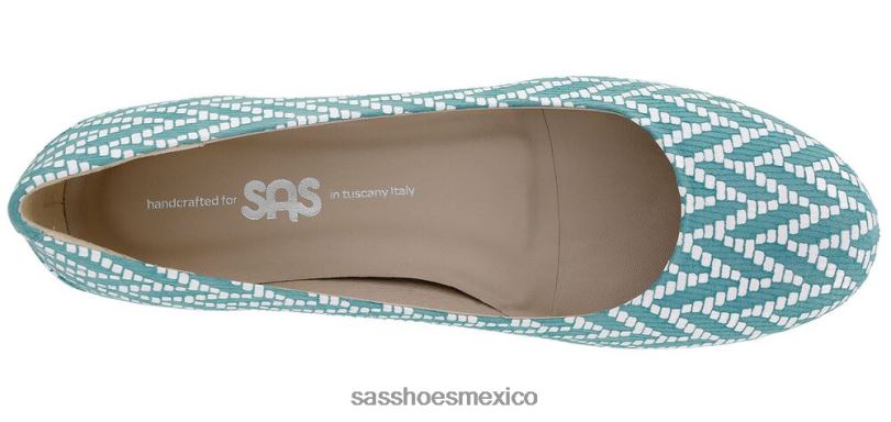 mx SAS mujer inspirado mocasines sin cordones con encaje chevron turquesa LVV46386