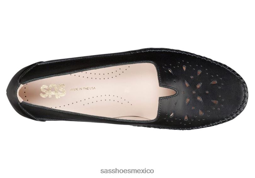 mx SAS mujer inspirado resbalón sonyo en el talón alfa negro LVV46355