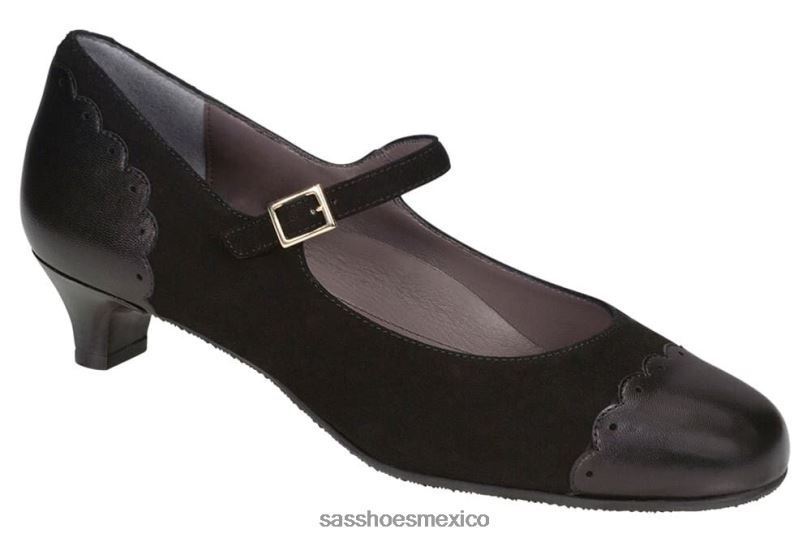mx SAS mujer inspirado tacón cate mary jane negro LVV46333