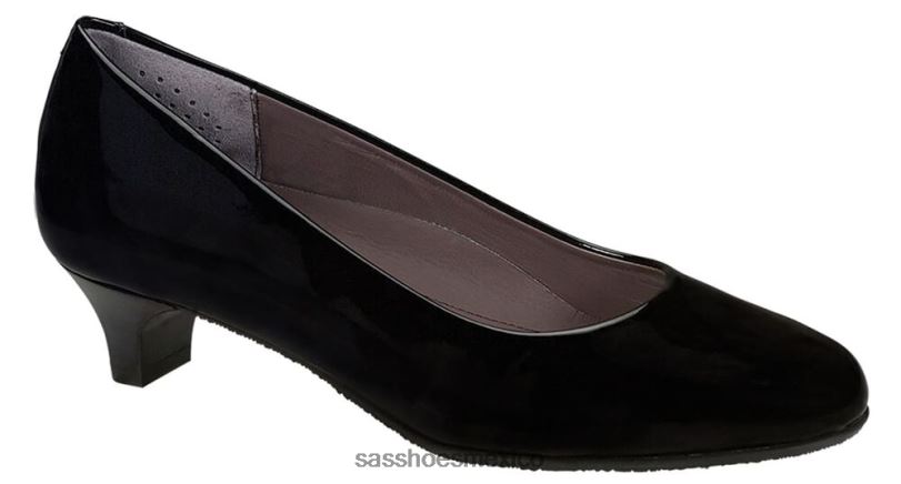 mx SAS mujer inspirado tacón gatito elaine charol negro LVV46343