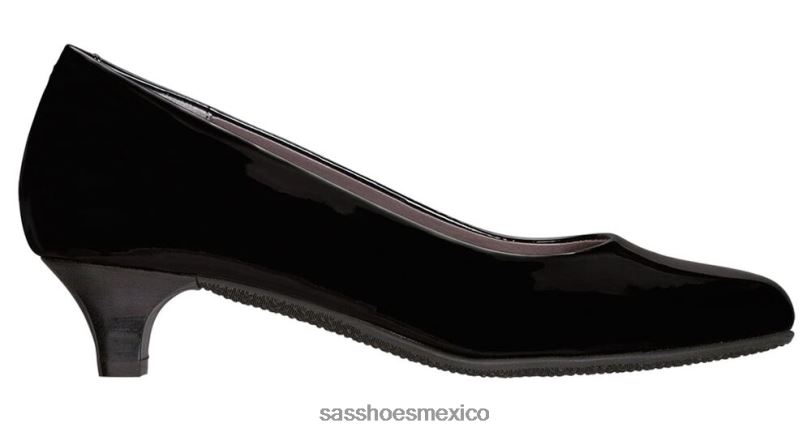 mx SAS mujer inspirado tacón gatito elaine charol negro LVV46343