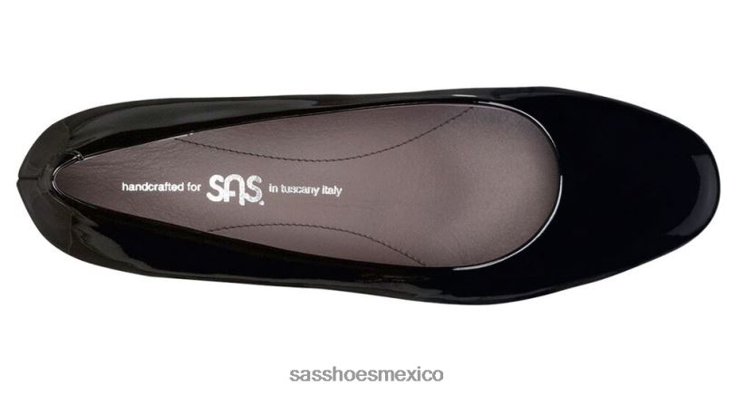 mx SAS mujer inspirado tacón gatito elaine charol negro LVV46343