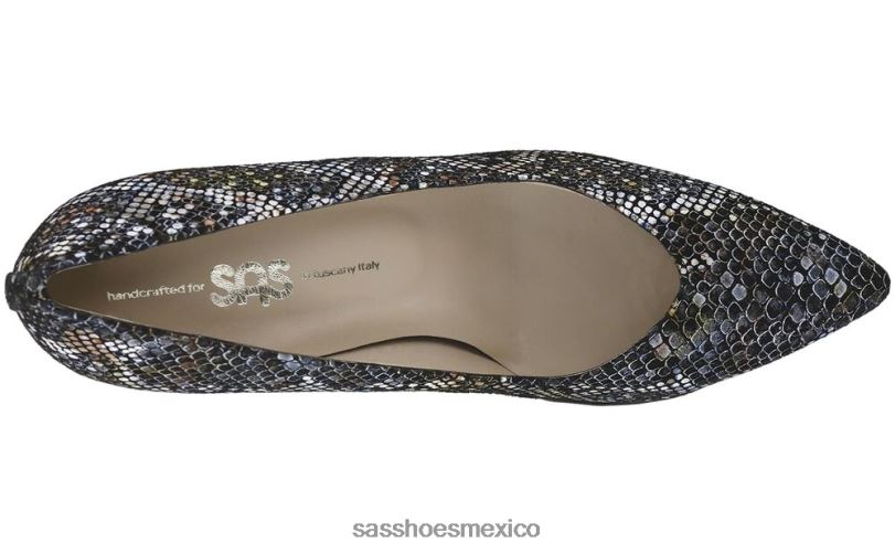 mx SAS mujer inspirado tacón gatito moxie multiserpiente negro LVV46359