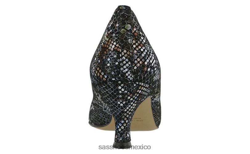mx SAS mujer inspirado tacón gatito moxie multiserpiente negro LVV46359